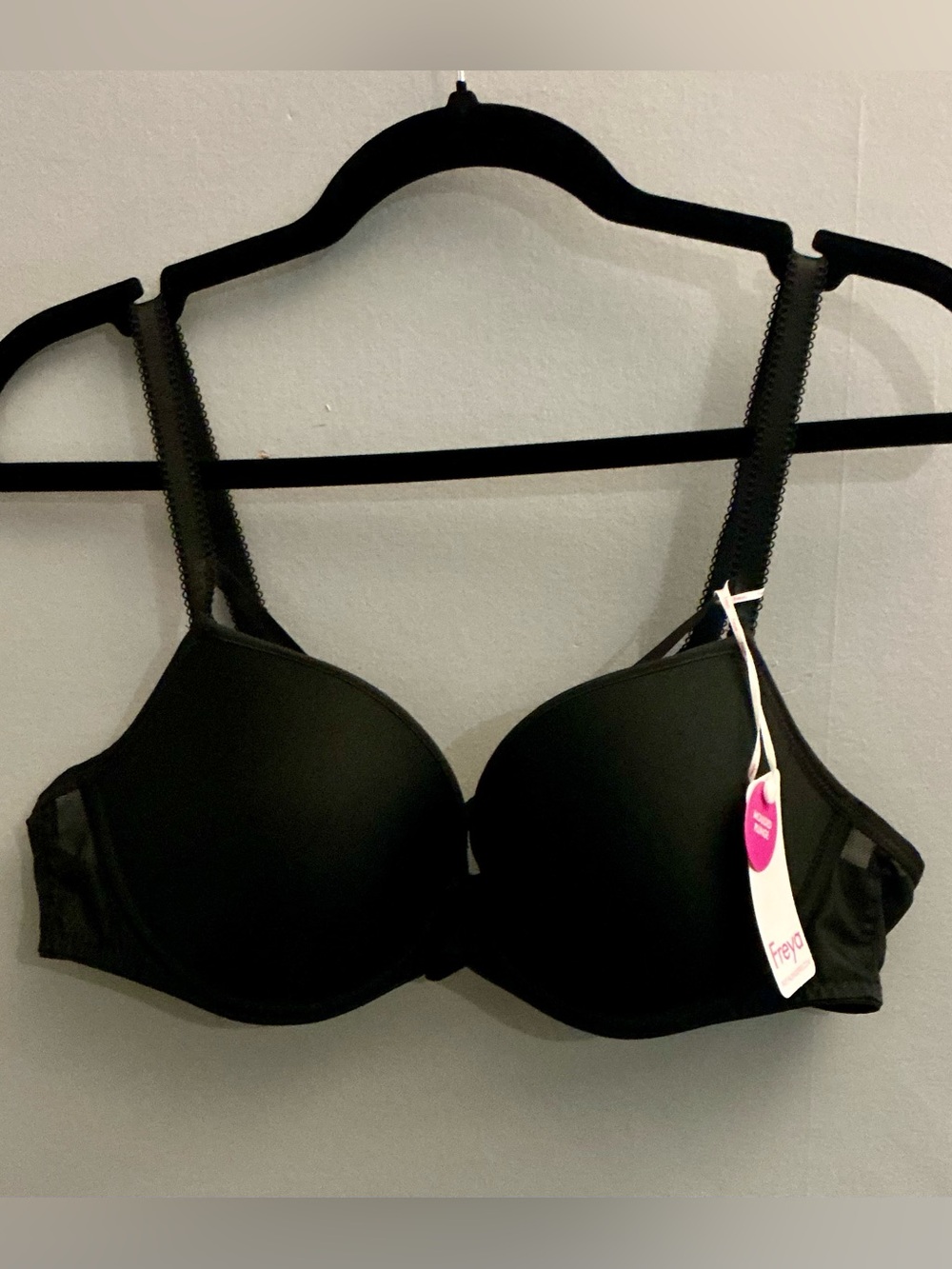 NWT Freya Awakening Molded Plunge Bra 38C Black Strappy Underwire AA5330